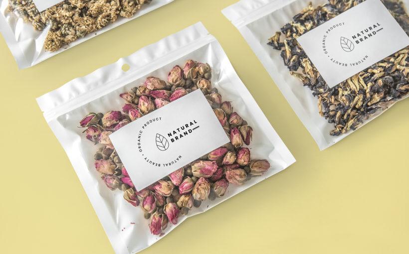 Organic tea branding and packaging mockup